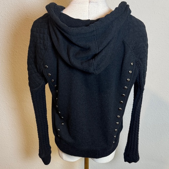 Free People Ring My Bell Moto Studded Hooded Jacket/Sweatshirt size Small - Picture 5 of 15